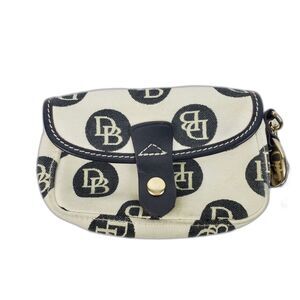 Vintage Dooney & Bourke DB Logo Clutch Wristlet Cream Black